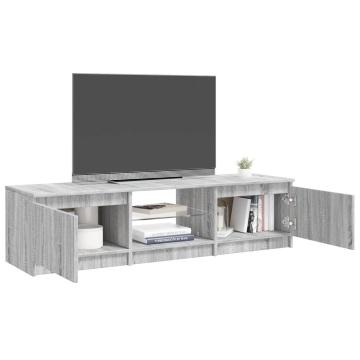 Comodă TV cu lumini LED, gri sonoma, 140x40x35,5 cm - Img 5