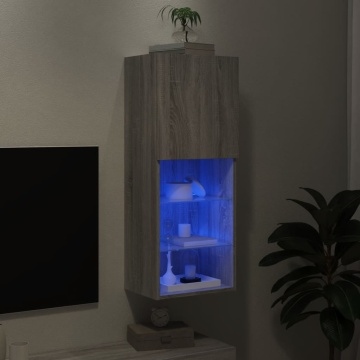 Comodă TV cu lumini LED, gri sonoma, 40,5x30x102 cm - Img 8