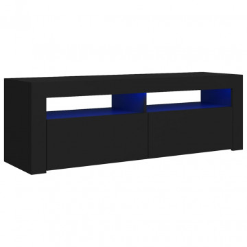 Comodă TV cu lumini LED, negru, 120x35x40 cm - Img 2
