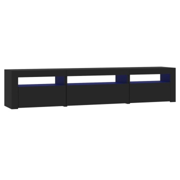 Comodă TV cu lumini LED, negru, 195x35x40 cm - Img 2