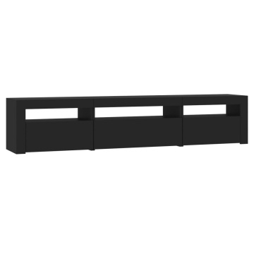 Comodă TV cu lumini LED, negru, 195x35x40 cm - Img 6