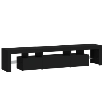 Comodă TV cu lumini LED, negru, 200x36,5x40 cm - Img 6