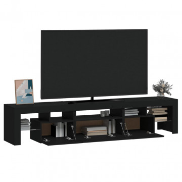 Comodă TV cu lumini LED, negru, 200x36,5x40 cm - Img 5