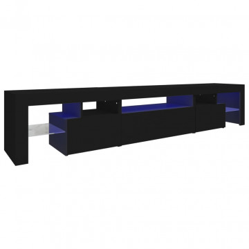 Comodă TV cu lumini LED, negru, 215x36,5x40 cm - Img 2