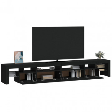 Comodă TV cu lumini LED, negru, 260x36,5x40cm - Img 5
