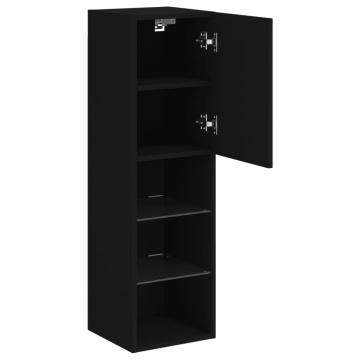 Comodă TV cu lumini LED, negru, 30,5x30x102 cm - Img 7