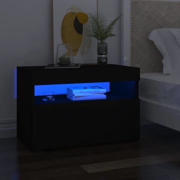 Comodă TV cu lumini LED, negru, 60x35x40 cm - Img 6