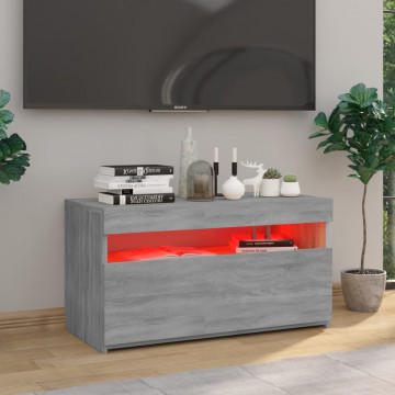 Comodă TV cu lumini LED, sonoma gri, 75x35x40 cm - Img 3
