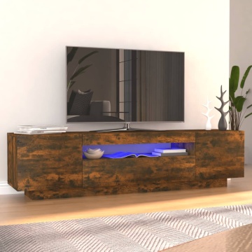 Comodă TV cu lumini LED, stejar fumuriu, 160x35x40 cm - Img 1