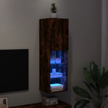 Comodă TV cu lumini LED, stejar fumuriu, 30,5x30x102 cm - Img 8