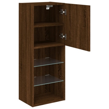 Comodă TV cu lumini LED, stejar maro, 40,5x30x102 cm - Img 7
