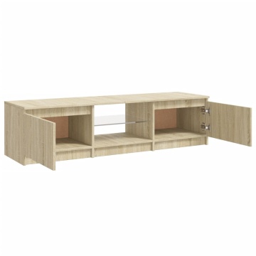Comodă TV cu lumini LED, stejar sonoma, 140x40x35,5 cm - Img 4