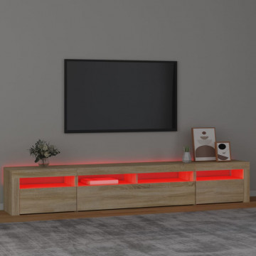 Comodă TV cu lumini LED, stejar sonoma, 240x35x40cm - Img 8