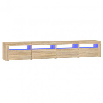 Comodă TV cu lumini LED, stejar sonoma, 240x35x40cm - Img 2