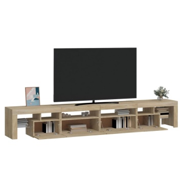 Comodă TV cu lumini LED, stejar sonoma,260x36,5x40cm - Img 5
