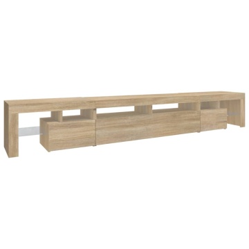 Comodă TV cu lumini LED, stejar sonoma,260x36,5x40cm - Img 6