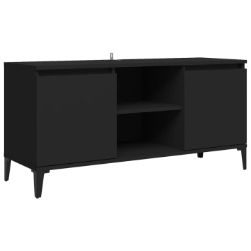 Comodă TV cu picioare metalice, negru, 103,5x35x50 cm - Img 2