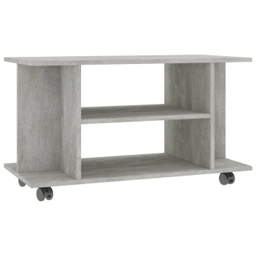 Comodă TV cu roți, gri beton, 80x40x45 cm, lemn prelucrat - Img 2