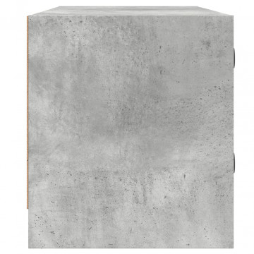 Comodă TV cu uși din sticlă, gri beton, 102x37x42 cm - Img 6