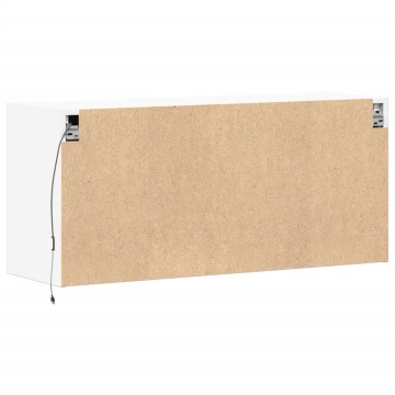 Comodă TV de perete cu lumini LED, alb, 100x31x45 cm - Img 7