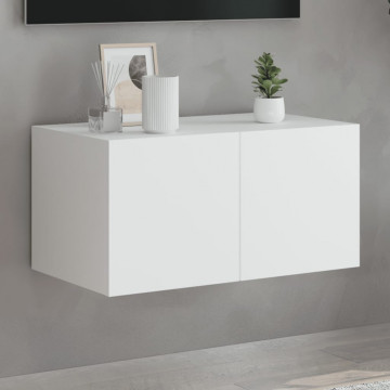 Comodă TV de perete cu lumini LED, alb, 60x35x31 cm - Img 1