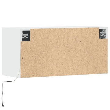 Comodă TV de perete cu lumini LED, alb, 80x31x38 cm - Img 7