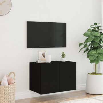 Comodă TV de perete cu lumini LED, negru, 60x35x41 cm - Img 8