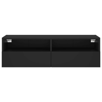 Comodă TV de perete, negru, 100x30x30 cm, lemn prelucrat - Img 6