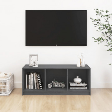 Comodă TV, gri, 104x33x41 cm, lemn masiv de pin - Img 3