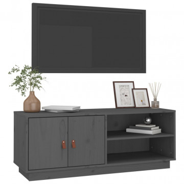 Comodă TV, gri, 105x34x40 cm, lemn masiv de pin - Img 4