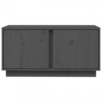 Comodă TV, gri, 80x35x40,5 cm, lemn masiv de pin - Img 5