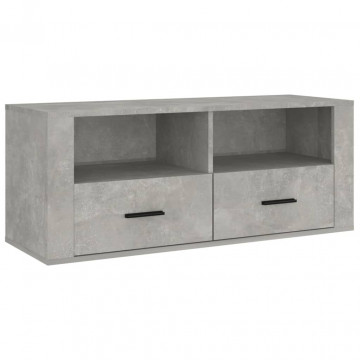 Comodă TV, gri beton, 100x35x40 cm, lemn prelucrat - Img 2