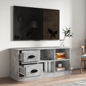 Comodă TV, gri beton, 102x35,5x47,5 cm, lemn prelucrat - Img 3