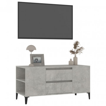 Comodă TV, gri beton, 102x44,5x50 cm, lemn prelucrat - Img 4