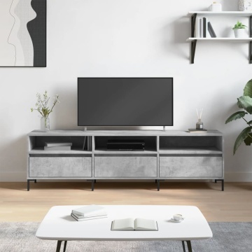 Comodă TV, gri beton, 150x30x44,5 cm, lemn prelucrat - Img 1
