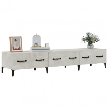 Comodă TV, gri beton, 150x34,5x30 cm, lemn prelucrat - Img 4