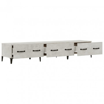 Comodă TV, gri beton, 150x34,5x30 cm, lemn prelucrat - Img 5