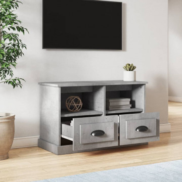 Comodă TV, gri beton, 80x35x50 cm, lemn prelucrat - Img 3