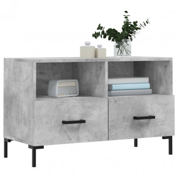 Comodă TV, gri beton, 80x36x50 cm, lemn compozit - Img 3