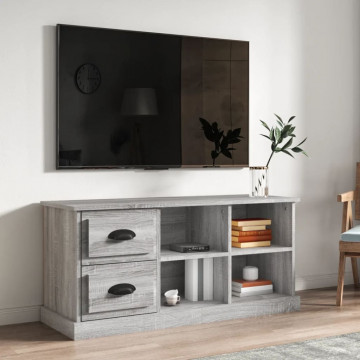 Comodă TV, gri sonoma, 102x35,5x47,5 cm, lemn prelucrat - Img 1