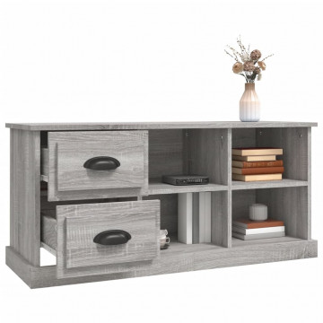 Comodă TV, gri sonoma, 102x35,5x47,5 cm, lemn prelucrat - Img 8