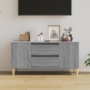 Comodă TV, gri sonoma, 102x44,5x50 cm, lemn prelucrat - Img 3