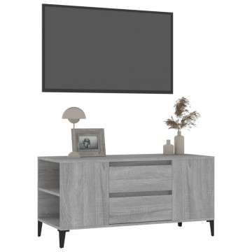 Comodă TV, gri sonoma, 102x44,5x50 cm, lemn prelucrat - Img 4