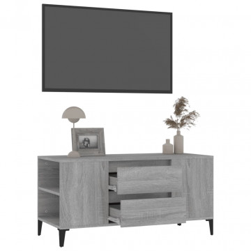 Comodă TV, gri sonoma, 102x44,5x50 cm, lemn prelucrat - Img 8