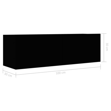 Comodă TV, negru, 100 x 30 x 30 cm, lemn prelucrat - Img 7