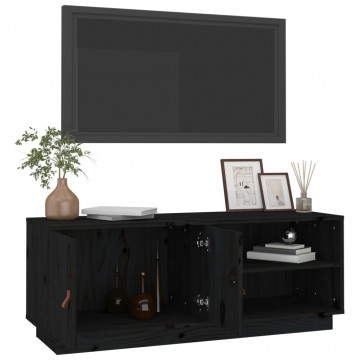 Comodă TV, negru, 105x34x40 cm, lemn masiv de pin - Img 8