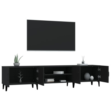 Comodă TV, negru, 180x31,5x40 cm, lemn prelucrat - Img 8