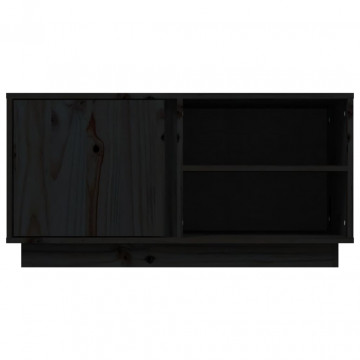Comodă TV, negru, 80x35x40,5 cm, lemn masiv de pin - Img 5