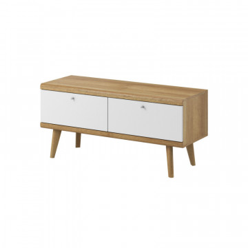 Comoda TV Prime PR01 din stejar Riviera - alb 107 cm 2D - Img 1