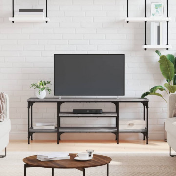 Comodă TV, sonoma gri, 121x35x45 cm, lemn prelucrat & fier - Img 1